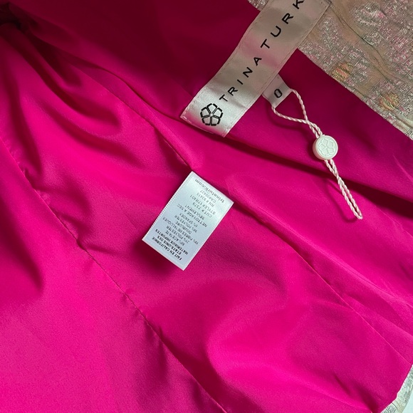 NWT TRINA TURK Lined Shiny Blazer metallic daisy jacquard Style 17R401 - Picture 5 of 12